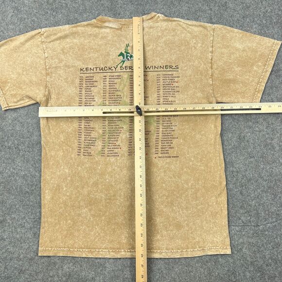 Kentucky Derby Shirt Mens Medium Brown Dirt Shirt Short Sleeve 132nd VTG Y2K - Picture 9 of 12